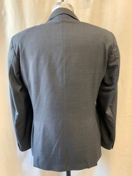 GALANTE, Dk Gray, Wool, Viscose, Notched Lapel, Single Breasted, Button Front, 2 Buttons,  3 Pockets