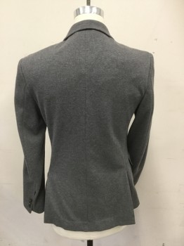 TASSO ELBA, Heather Gray, Cotton, Polyester, Sweatshirt Like Material, Single Breasted, Collar Attached, Notched Lapel, 2 Buttons,  3 Pockets, Long Sleeves