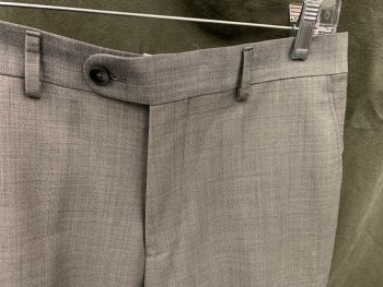 PENGUIN, Lt Gray, Wool, Polyester, Heathered, Flat Front, Zip Fly, Button Tab Closure, 4 Pockets, Belt Loops