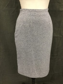 Womens, Skirt, Knee Length, N/L, Blue-Gray, White, Wool, Tweed, H38, W 28, Pencil Skirt, Darted Front & Back, Zip Side