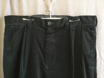 Mens, Casual Pants, POLO, Black, Cotton, Spandex, Solid, 34/32, Corduroy, 1.5" Waistband, 2 Pleat Front, Zip Front, 4 Pockets