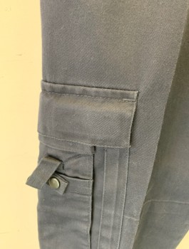 LAW PRO, Navy Blue, Poly/Cotton, Solid, Twill, Cargo Pockets, Zip Fly, Belt Loops, Elastic Waist