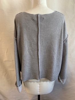 Womens, Pullover, URBAN OUTFITTERS, Beige, Polyester, Elastane, Solid, M, V-neck, Long Sleeves, Cuffed