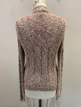 RAG & BONE, Multi-color, Synthetic, Speckled, L/S, Button Front, 5 Metal Buttons, Variegated Yarn, Slubs, Large Knotted Knit