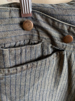 Mens, Historical Fiction Pants, NL, Taupe, Black, Cotton, Stripes, 31, 34, High Waist, Button Front, 3 Pockets, Metal Suspender Buttons,1 Back Pocket, Back Half Belt