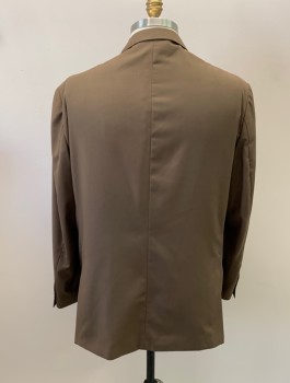 CARLO LUSSO, Tobacco Brown, Polyester, Rayon, Solid, Notched Lapel, 2 Button Single Breasted, 3 Pockets, Double Vent