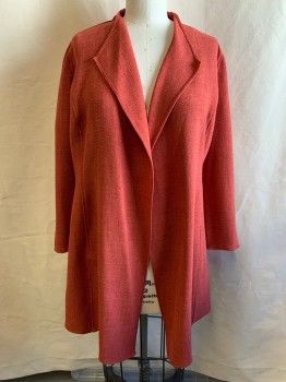 Womens, Casual Jacket, ANNE KLEIN, Dk Orange, Polyester, Solid, M, Open Front,