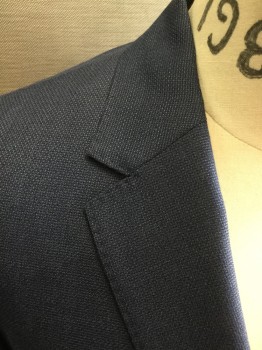 Mens, Sportcoat/Blazer, BONOBOS, Navy Blue, Wool, Basket Weave, 40R, Single Breasted, Collar Attached, Notched Lapel, Hand Picked Collar/Lapel, 3 Pockets, 2 Buttons