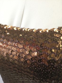 N/L, Brown, Metallic, Sequins, Polyester, Solid, Brown Sequin Covered Tube Top, Stretchy