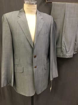 PAUL SMITH, Gray, Wool, Silk, Solid, Single Breasted, 2 Buttons,  Notched Lapel, Top Stitch, 4 Pockets, Nice Sheen,