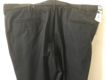 Mens, Casual Pants, DOCKERS, Black, Cotton, Elastane, Solid, 42/32, Flat Front, Twill Weave,  4 Pockets,