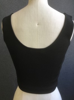 BEBE, Black, Rayon, Nylon, Solid, Tank, Cropped, Heavy Weight Knit,