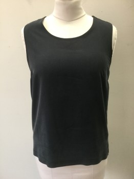 N/L, Faded Black, Silk, Solid, Sleeveless, Scoop Neck, Pullover, 1 Hook & Eye Closure at Center Back Neck