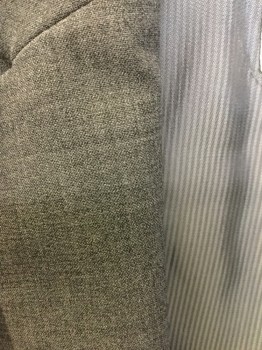 BANANA REPUBLIC, Heather Gray, Wool, Elastane, Heathered, Jacket:  Heather Gray with Vertical Silver Stripes Lining, Notched Lapel, Single Breasted, 2 Button Front, 2 Pockets, Long Sleeves, 2 Split Back Hem, with Matching Skirt