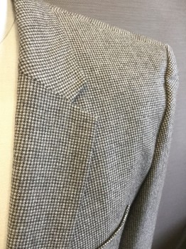 Mens, Sportcoat/Blazer, HUGO , Ivory White, Black, Wool, Houndstooth, 38R, Single Breasted, 2 Buttons,  Notched Lapel, Flannel,