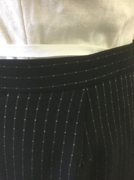 Womens, Suit, Skirt, JONES NEW YORK SUIT, Black, Brown, Polyester, Stripes - Pin, Dots, 18W, Skirt: Black with Brown Dotted/Dashed Pinstripes, 1" Wide Self Waistband, Elastic Waist at Sides, Pencil Skirt, Knee Length, Zipper at Center Back Waist, Vent at Center Back Hem