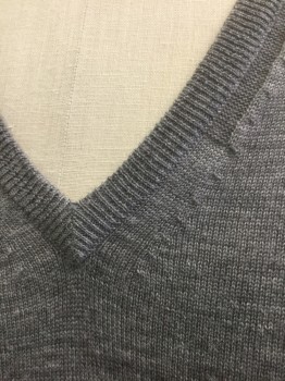 Mens, Sweater Vest, EXPRESS DESIGN, Gray, Wool, Solid, XL, Knit, Pullover, V-neck