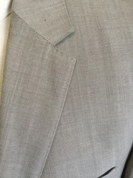 HUGO BOSS, Lt Brown, Wool, Solid, Single Breasted, Notched Lapel, Hand Picked Collar/Lapel, 2 Buttons,  3 Pockets