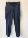 Womens, Police/Fire Pants , BLAUER, Navy Blue, Polyester, Cotton, Solid, Sz. 8, Twill, Cargo Pockets, Zip Fly, 1" Wide Belt Loops, Elastic Waist in Back
