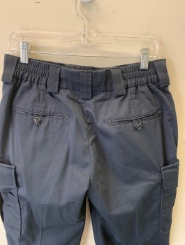 Womens, Police/Fire Pants , BLAUER, Navy Blue, Polyester, Cotton, Solid, Sz. 8, Twill, Cargo Pockets, Zip Fly, 1" Wide Belt Loops, Elastic Waist in Back