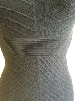 ARDEND B., Black, Cotton, Spandex, Stripes - Diagonal , V-neck, & V-back, Sleeveless, 2" Horizontal Ribbed Knit Waist,  and Cut-out Waist Side