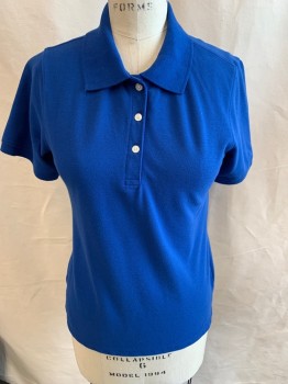 Womens, Top, HARRITON, Royal Blue, Polyester, Cotton, Solid, B: 34, S, C.A., 3 Buttons, S/S,
