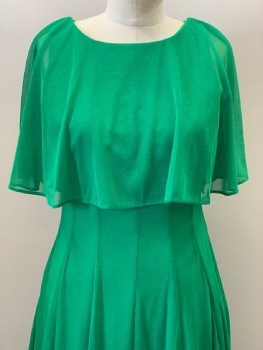 Womens, Cocktail Dress, J. TAYLOR, Kelly Green, Polyester, Speckled, 4, Sleeveless With Sheer Layer top, Round Neck, Flared Bottom, Back Zip,