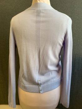 Womens, Cardigan Sweater, BANANA REPUBLIC, Lt Blue, Wool, Solid, M, Pale Periwinkle, No Closures, Rib Knit Stripe And 3 Button Placket CB