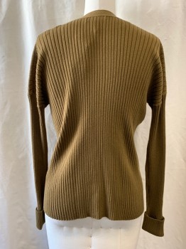 Womens, Cardigan Sweater, BANANA REPUBLIC, Dk Olive Grn, Rayon, Viscose, B: 30 , M, Ribbed, V-neck, SB, Button Front, 4 Buttons, L/S