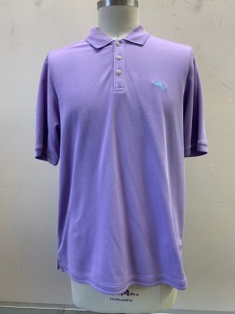 Tommy Bahama, Purple, Cotton, Polyester, Solid, S/S, 3 Buttons, Collar Attached