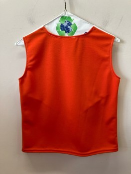 TEAM WORK, Orange, White, Polyester, Color Blocking, Pullover, Scoop Neck, "V" Shaped Trim, Sleeveless