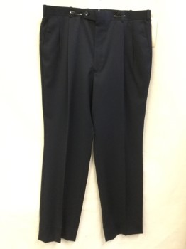 CIANNI, Black, Wool, Polyester, Solid, Black, 2 Pleat Front, Zip Front,