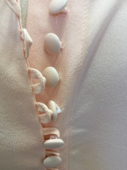 CLUB MONACO , Blush Pink, Silk, Solid, Collar Attached, Button Front, W/covered Buttons and Loops, Ls