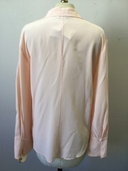 CLUB MONACO , Blush Pink, Silk, Solid, Collar Attached, Button Front, W/covered Buttons and Loops, Ls