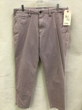 Mens, Casual Pants, GAP, Dusty Rose Pink, Cotton, Polyester, Solid, 32, 34, Dusty Rose, Flat Front, Zip Front, 5 Pockets