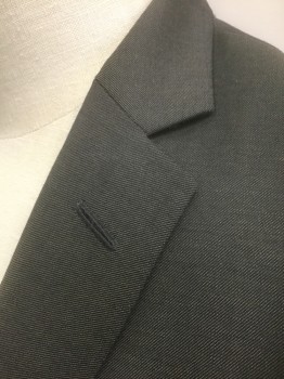 JACK VICTOR/SY DEVOR, Dk Gray, Beige, Wool, 2 Color Weave, Solid, Dark Gray with Beige Weave, Appears Overall Dark Brownish Gray From a Distance, Single Breasted, Thin Notched Lapel, 2 Buttons, 3 Pockets, Solid Beige Lining