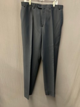 CALVIN KLEIN, Black, Brown, Wool, Stripes - Pin, Flat Front, Button Tab Closure, Zip Fly, 4 Pockets, Belt Loops