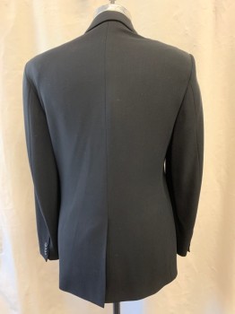 BANANA REPUBLIC, Black, Wool, Ramie, Solid, Notched Lapel, Single Breasted, 3 Buttons, 3 Pockets