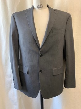 MICHAEL KORS, Dk Gray, Black, Polyester, Rayon, 2 Color Weave, Notched Lapel, Single Breasted, Button Front, 2 Buttons, 3 Pockets
