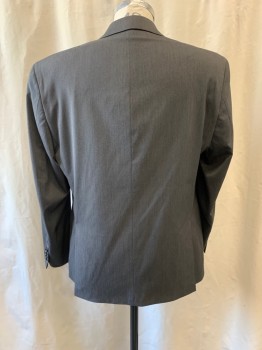 MICHAEL KORS, Dk Gray, Black, Polyester, Rayon, 2 Color Weave, Notched Lapel, Single Breasted, Button Front, 2 Buttons, 3 Pockets