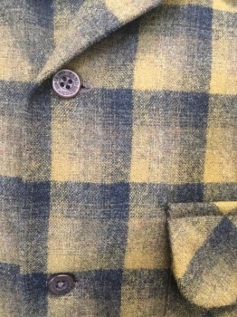 PENDLETON, Goldenrod Yellow, Black, Wool, Plaid, Collar Attached, Button Front, Long Sleeves, Flap Pockets
