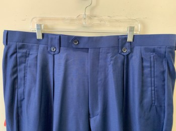 Mens, Suit, Pants, TIGLIO ROSSO , Navy Blue, Wool, Solid, I:Open, W:44, Double Pleated, Wide Belt Loops with Pointed Ends and Button Detail at Front, 4 Pockets, Tapered Leg