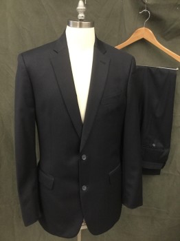 JOHN VARVATOS, Black, White, Wool, Stripes - Pin, Single Breasted, Collar Attached, Notched Lapel, 2 Buttons,  3 Pockets