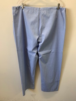 Mens, Sleepwear PJ Bottom, BROOKS BROTHERS, French Blue, Cotton, Check - Micro , L, Drawstring Waistband, Button Fly