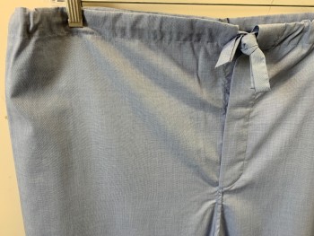 Mens, Sleepwear PJ Bottom, BROOKS BROTHERS, French Blue, Cotton, Check - Micro , L, Drawstring Waistband, Button Fly