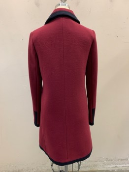 J CREW, Red Burgundy, Wool, Nylon, Collar Attached, Single Breasted, Button Front, 5 Buttons, 2 Pockets