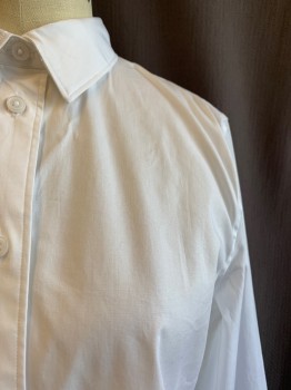 Womens, Blouse, J. CREW, White, Cotton, Elastane, Solid, 4, Collar Attached, Button Front, Long Sleeves, 2 Button Cuffs