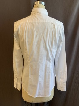Womens, Blouse, J. CREW, White, Cotton, Elastane, Solid, 4, Collar Attached, Button Front, Long Sleeves, 2 Button Cuffs