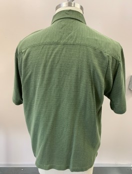 Mens, Casual Shirt, TOMMY BAHAMA, Green, Silk, Floral, C:48, L, Button Front, S/S, C.A., Jacquard,