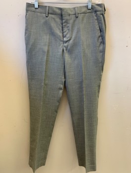 Mens, Suit, Pants, TOPMAN, Gray, Polyester, Solid, 32/29, F.F, Slash Pockets,